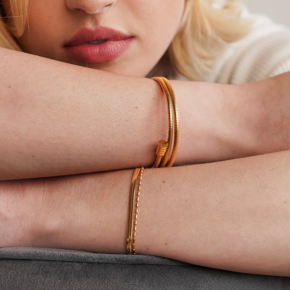 Selene Snake & Bead Chain Bracelet - Image 2