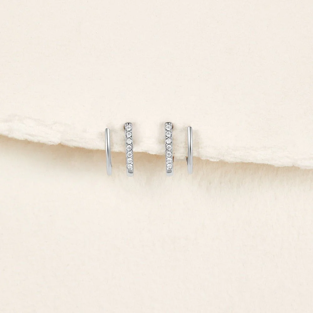 Silver & Crystal Claw Earrings - Image 3