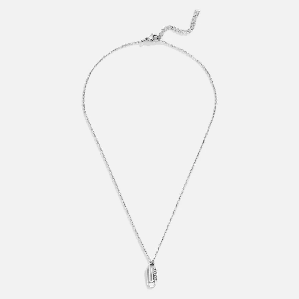 Crystal Paperclip Silver Necklace - Image 3