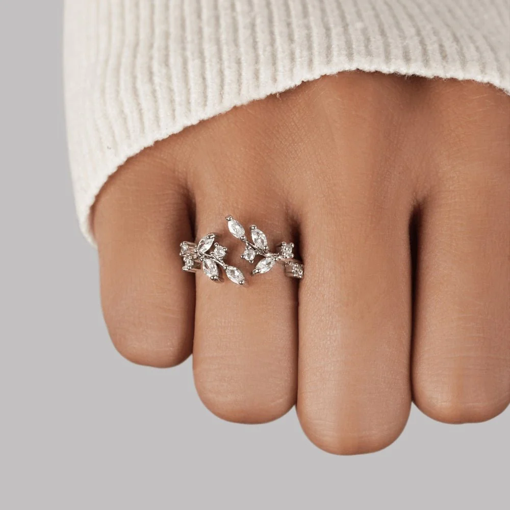 Silver Crystal Vine Ring - Image 2