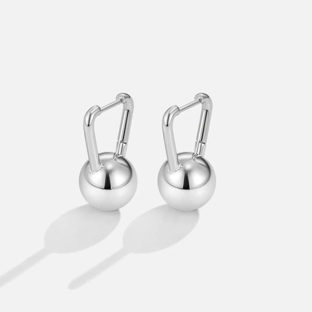 Silver Dumbbell Hoop Earrings - Image 3