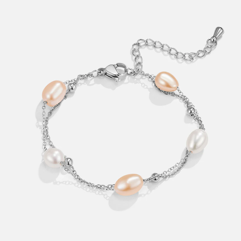 Silver Freshwater Pearl Layered Bracelet - Image 3