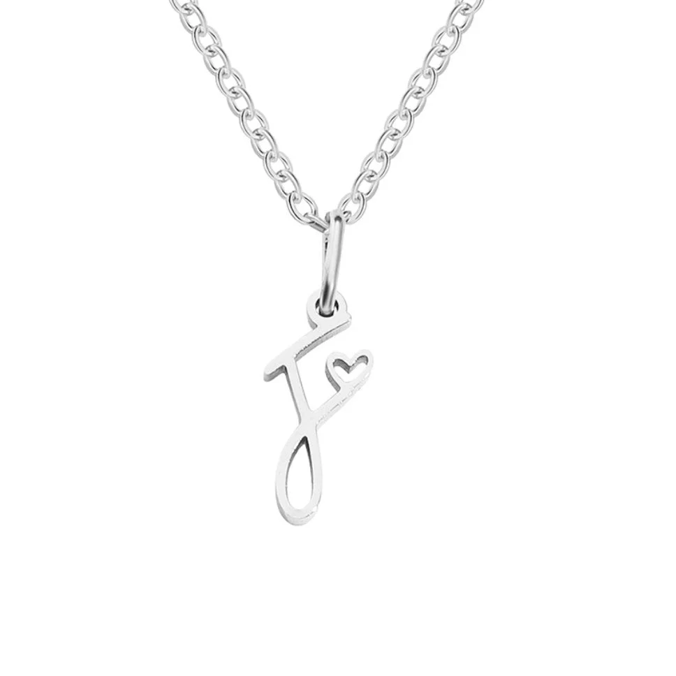 Silver Letter Heart Necklace - Image 11