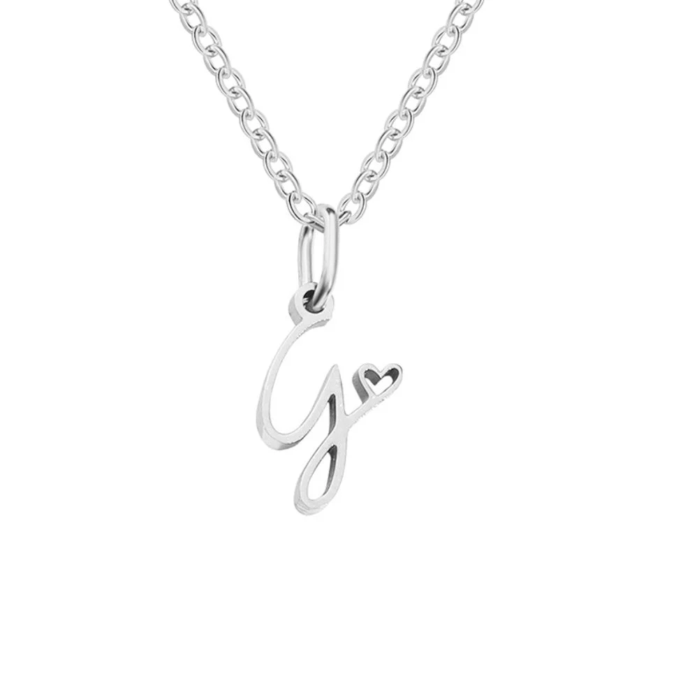 Silver Letter Heart Necklace - Image 12