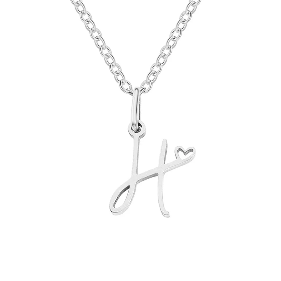 Silver Letter Heart Necklace - Image 13