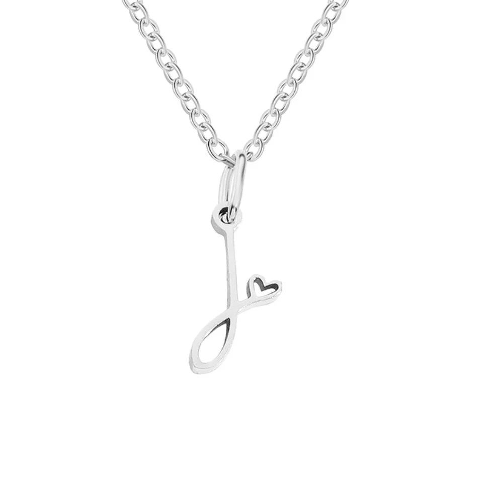 Silver Letter Heart Necklace - Image 15
