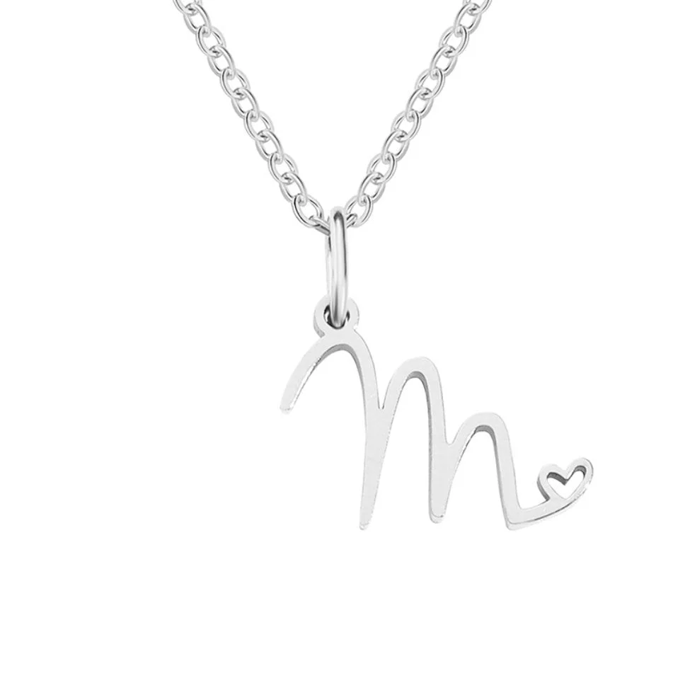 Silver Letter Heart Necklace - Image 17