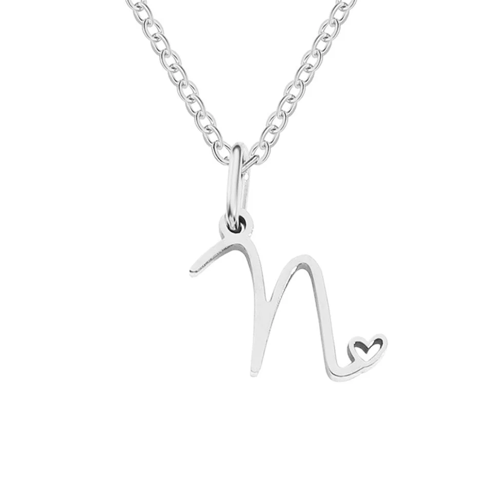 Silver Letter Heart Necklace - Image 18