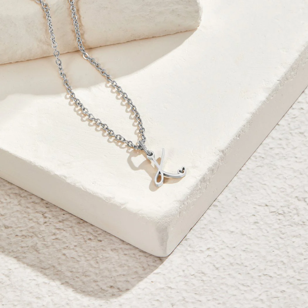 Silver Letter Heart Necklace - Image 2