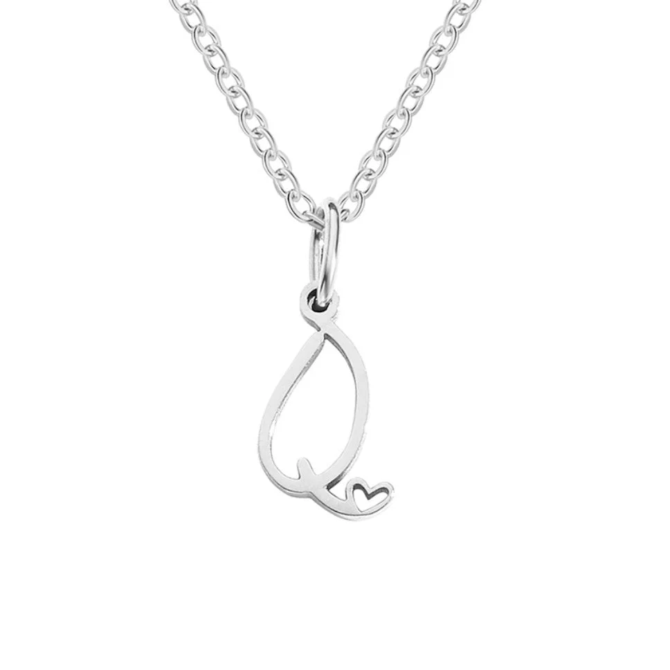 Silver Letter Heart Necklace - Image 21
