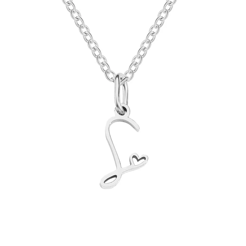 Silver Letter Heart Necklace - Image 23