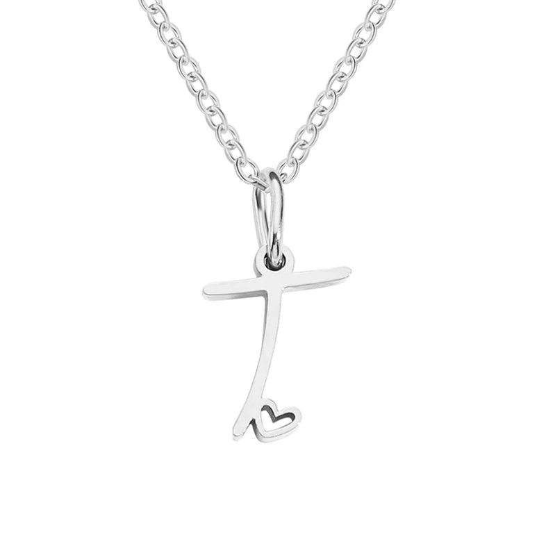 Silver Letter Heart Necklace - Image 24