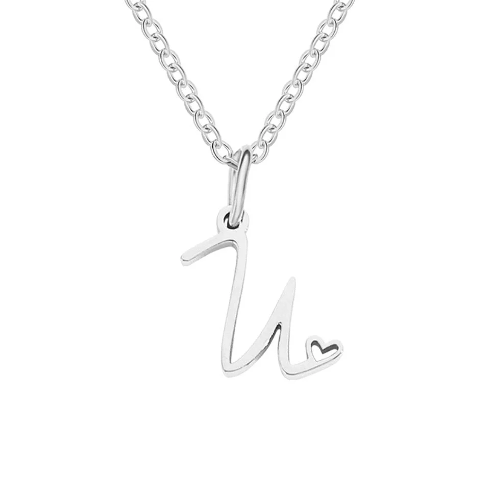 Silver Letter Heart Necklace - Image 25