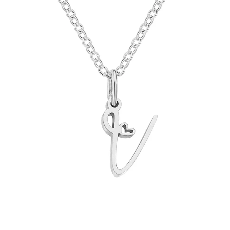 Silver Letter Heart Necklace - Image 26