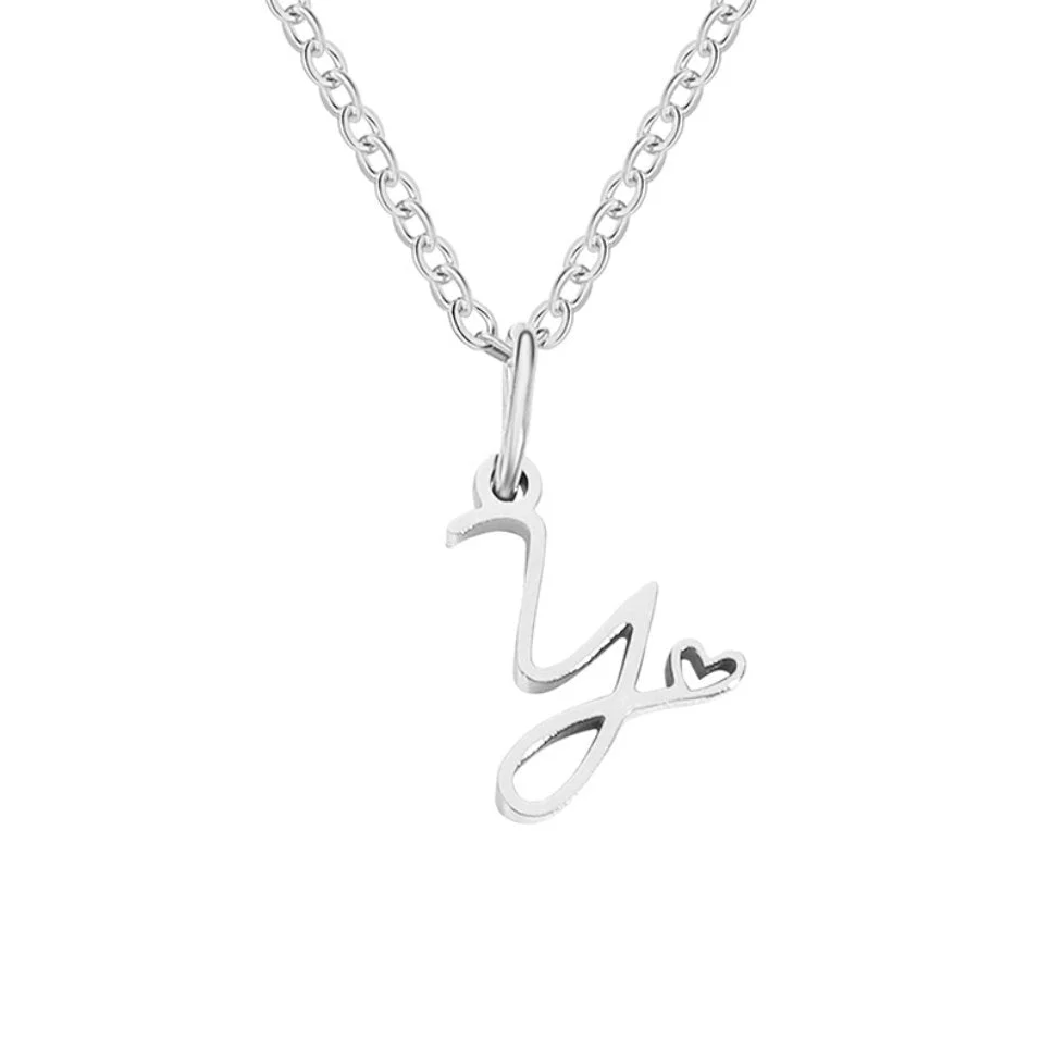 Silver Letter Heart Necklace - Image 29