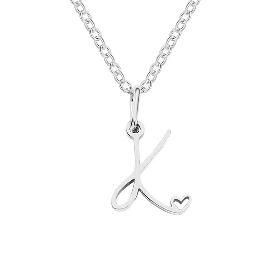 Silver Letter Heart Necklace - Image 5