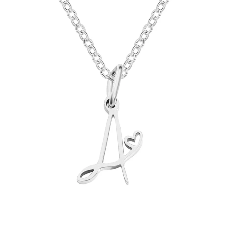 Silver Letter Heart Necklace - Image 6
