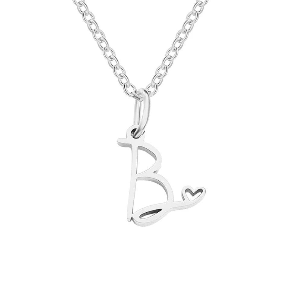 Silver Letter Heart Necklace - Image 7