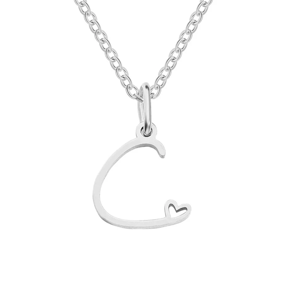 Silver Letter Heart Necklace - Image 8