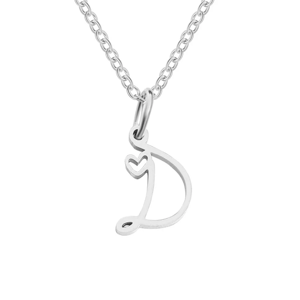 Silver Letter Heart Necklace - Image 9