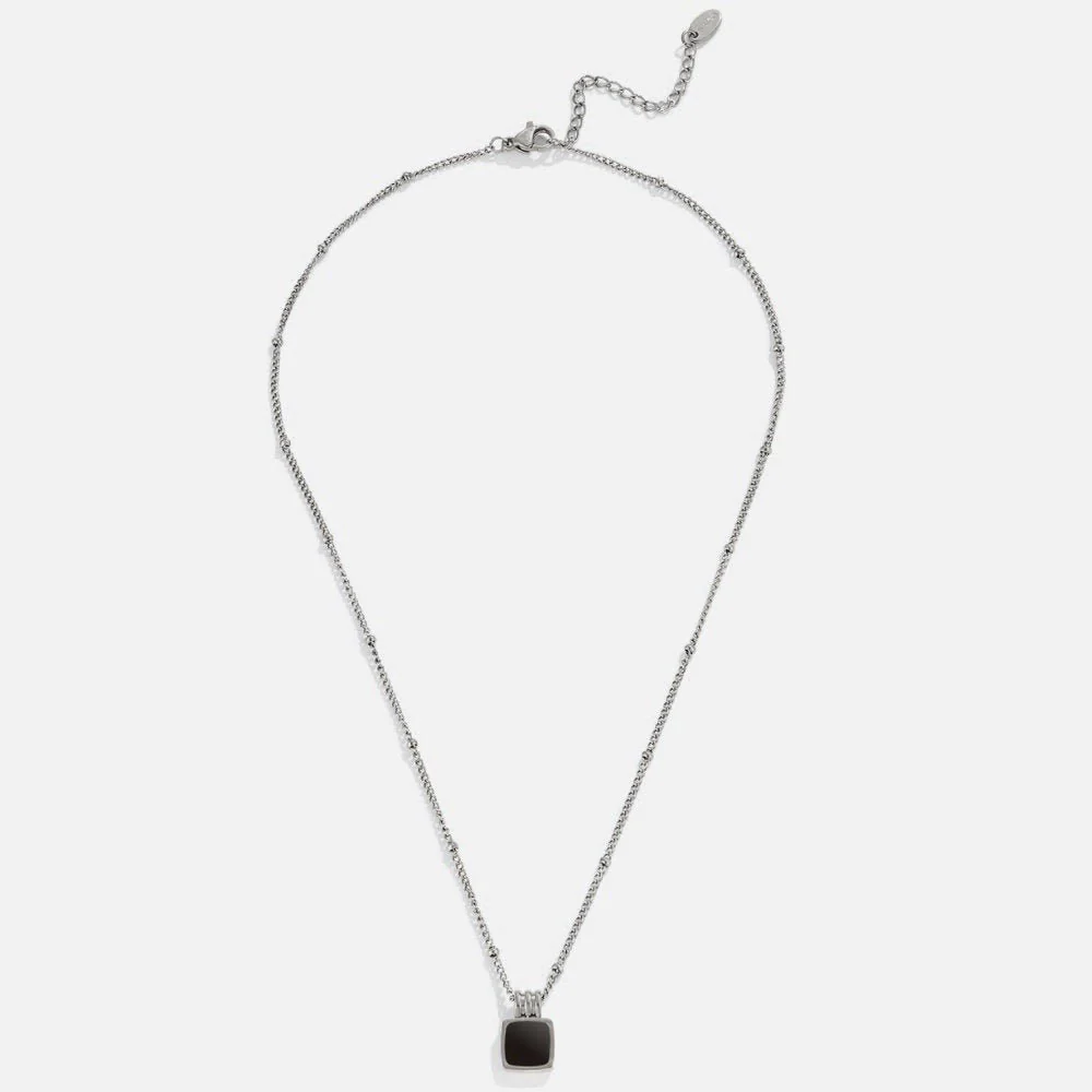 Silver Lucia Black Pendant Necklace - Image 3