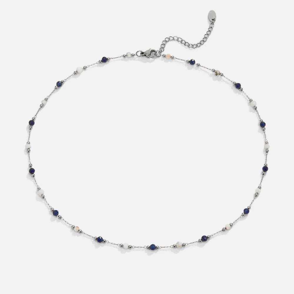 Silver Lulu Midnight Beaded Stone Necklace - Image 3