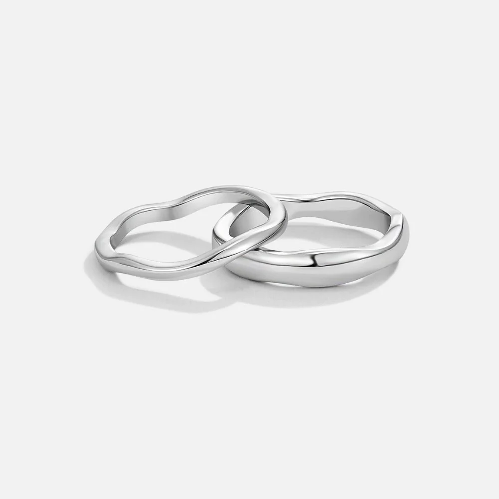 Silver Madison Wave Ring Set - Image 3