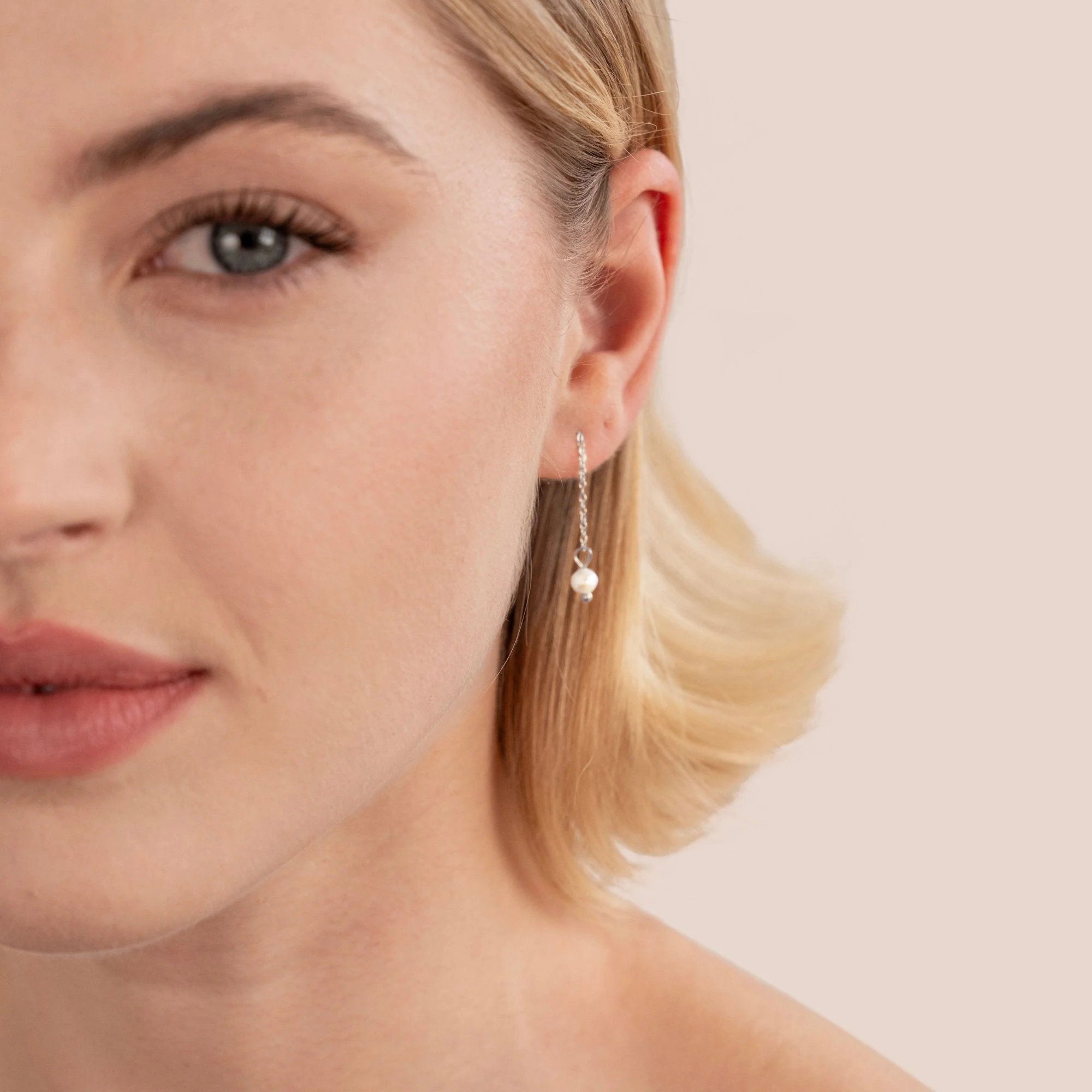 Silver Maria Pearl Drop Earrings - Image 3