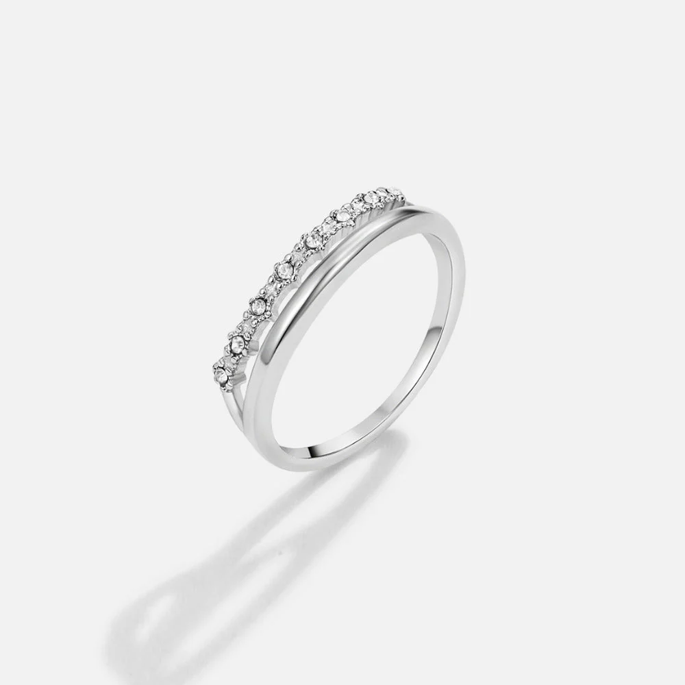 Silver Marissa White Crystal Layered Ring - Image 3