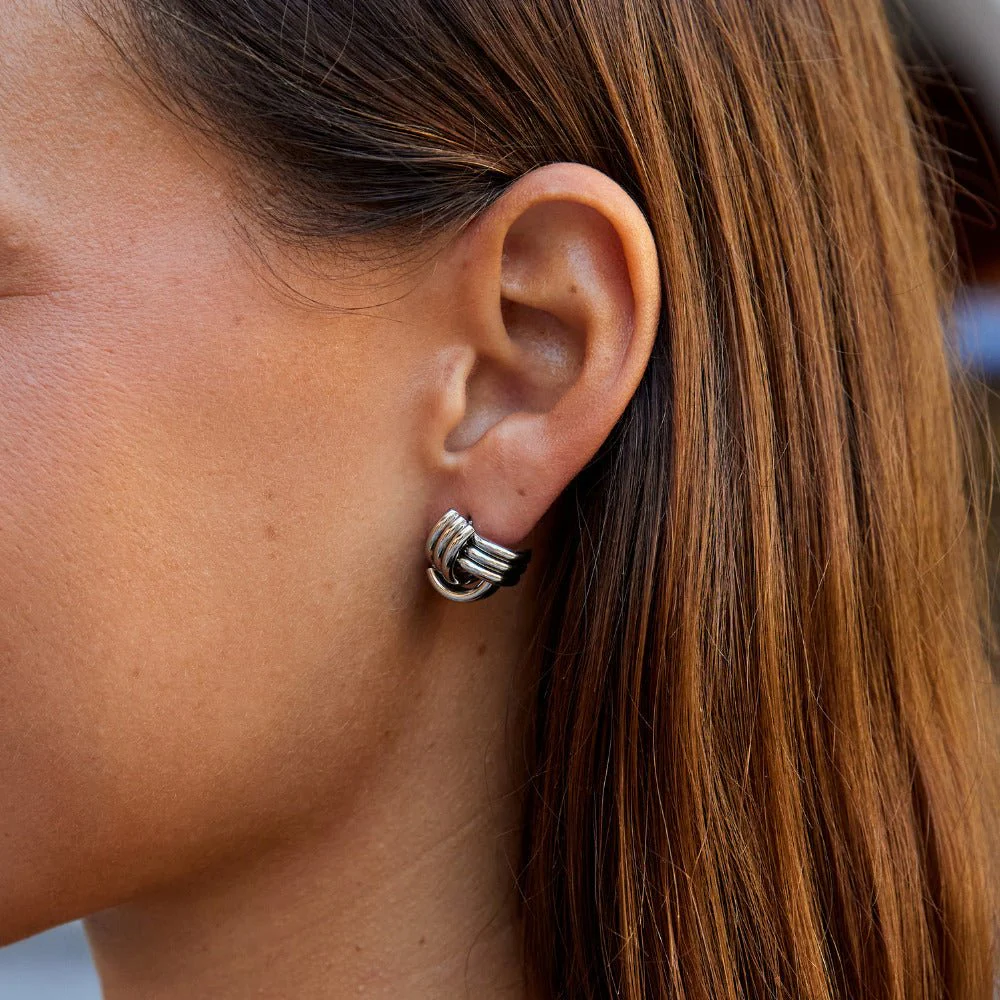 Silver Maxi Twist Stud Earrings - Image 2