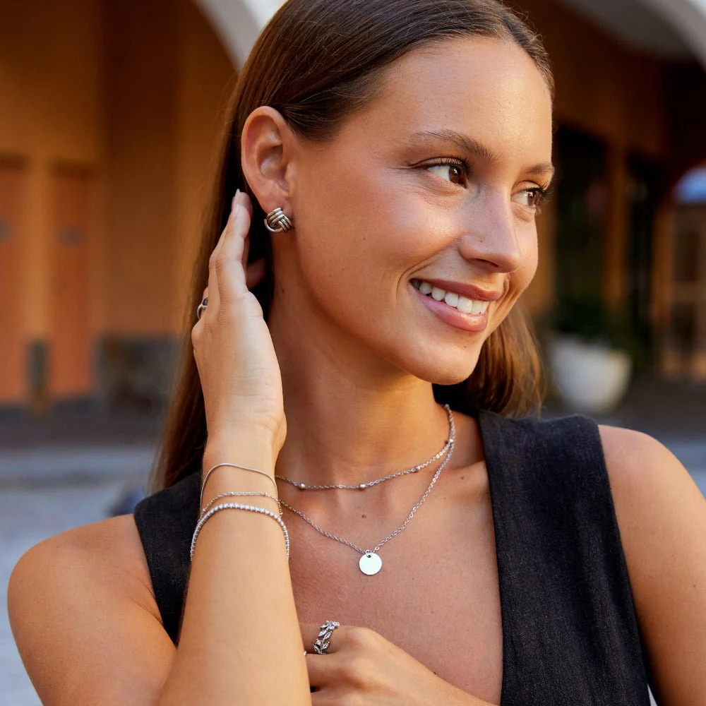 Silver Maxi Twist Stud Earrings - Image 3
