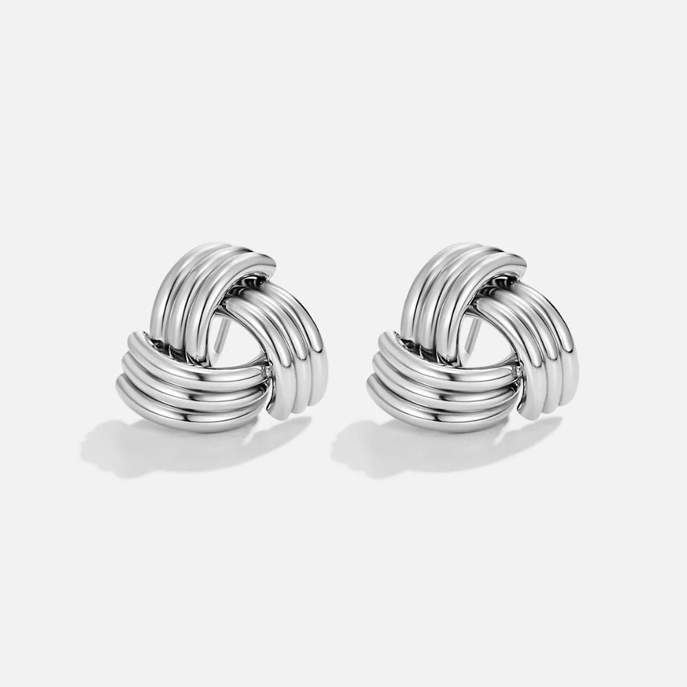 Silver Maxi Twist Stud Earrings - Image 4