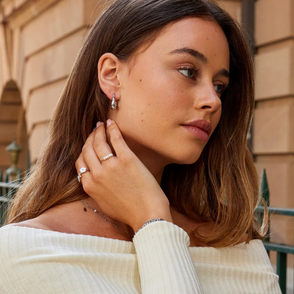 Silver Serenity Hoop Earrings - Image 4