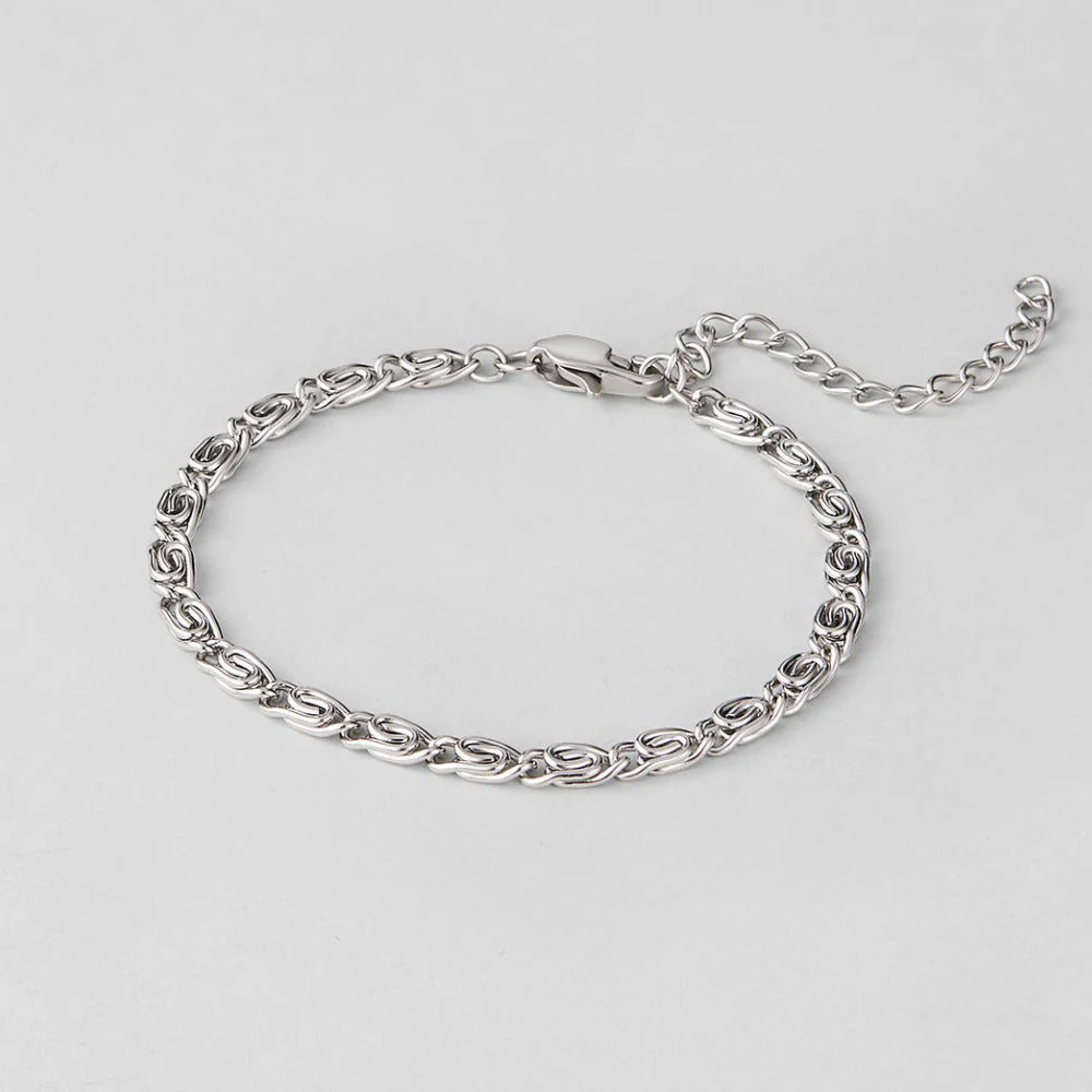 Silver Swirl Link Chain Bracelet