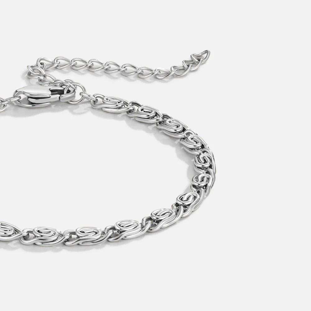 Silver Swirl Link Chain Bracelet - Image 3