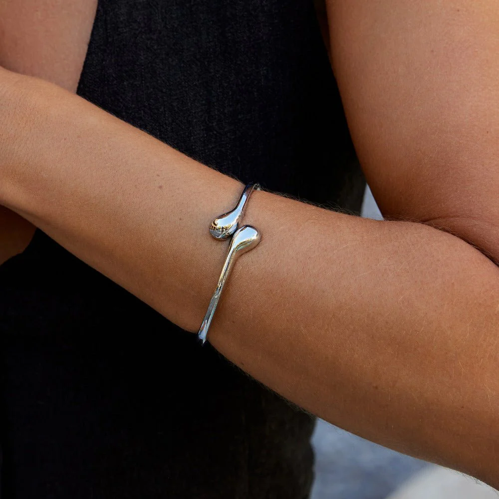 Silver Teardrop Bangle - Image 2