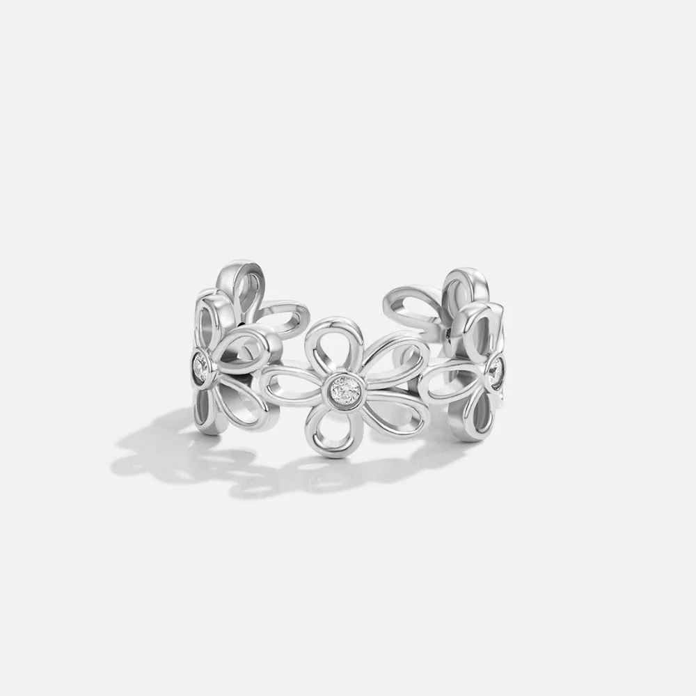 Silver Wildflower Infinity Ring - Image 3