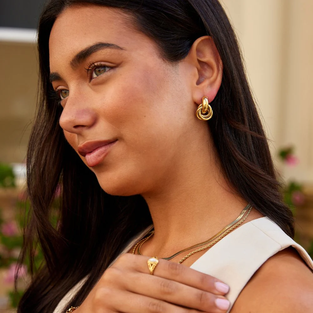 Sofia Twisted Gold Hoop Earrings - Image 3