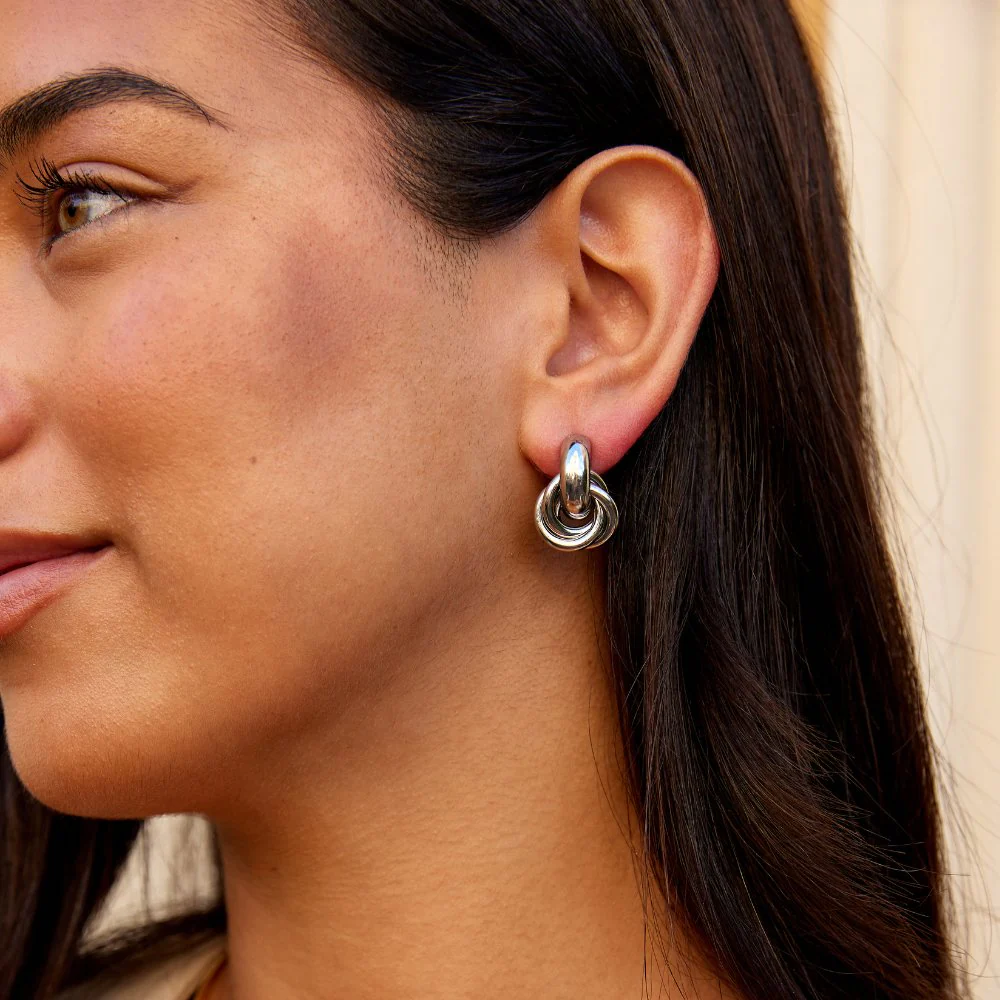 Sofia Twisted Silver Hoop Earrings - Image 3