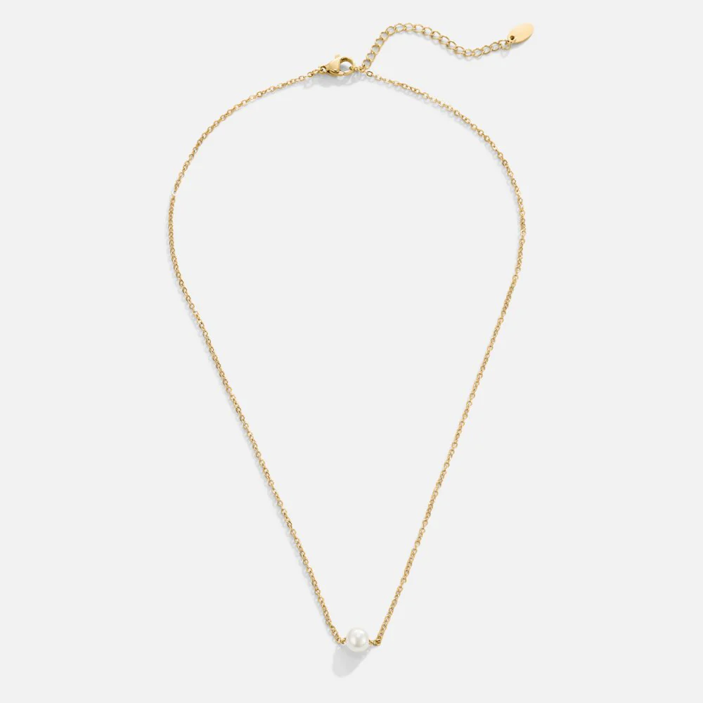Solitaire Gold Pearl Necklace - Image 4
