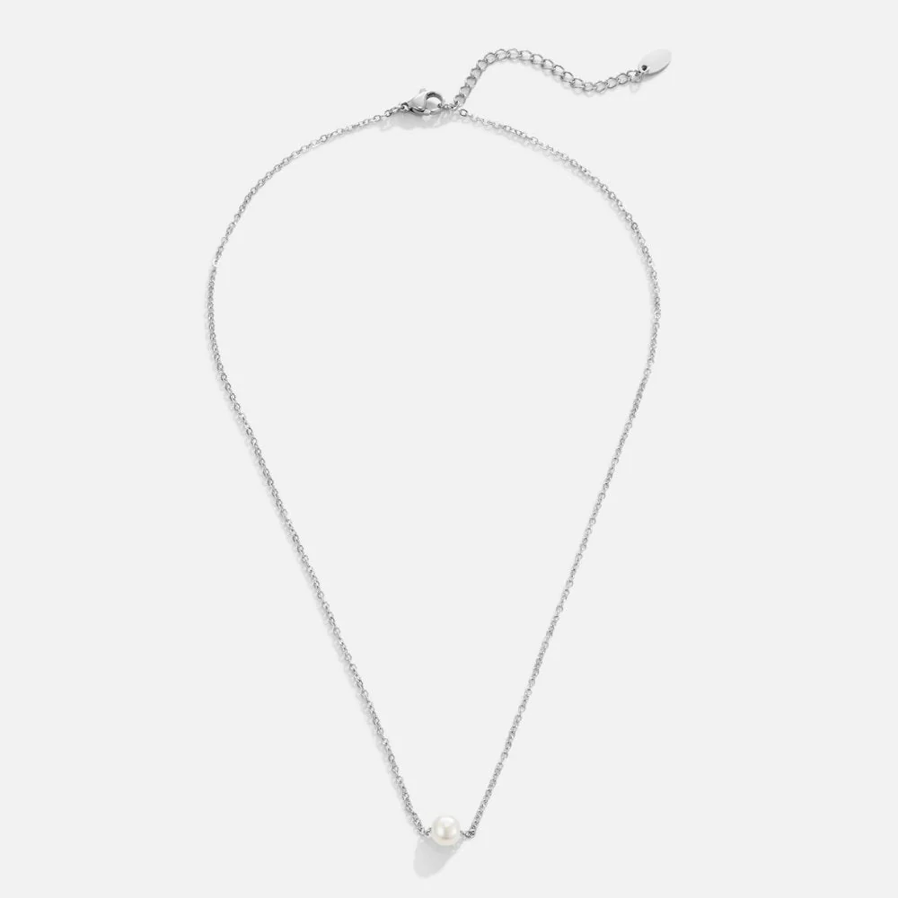 Solitaire Silver Pearl Necklace - Image 3