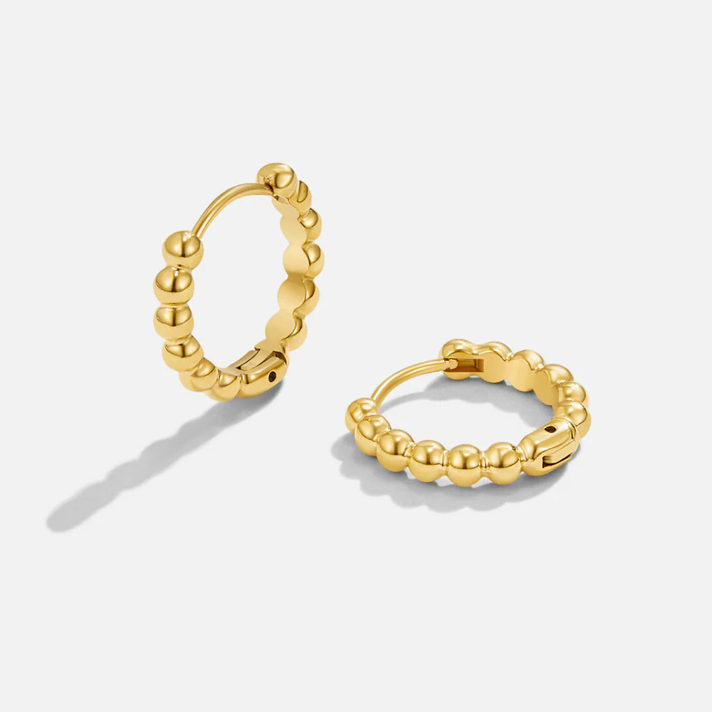 Soraya Gold Bead Hoop Earrings - Image 3
