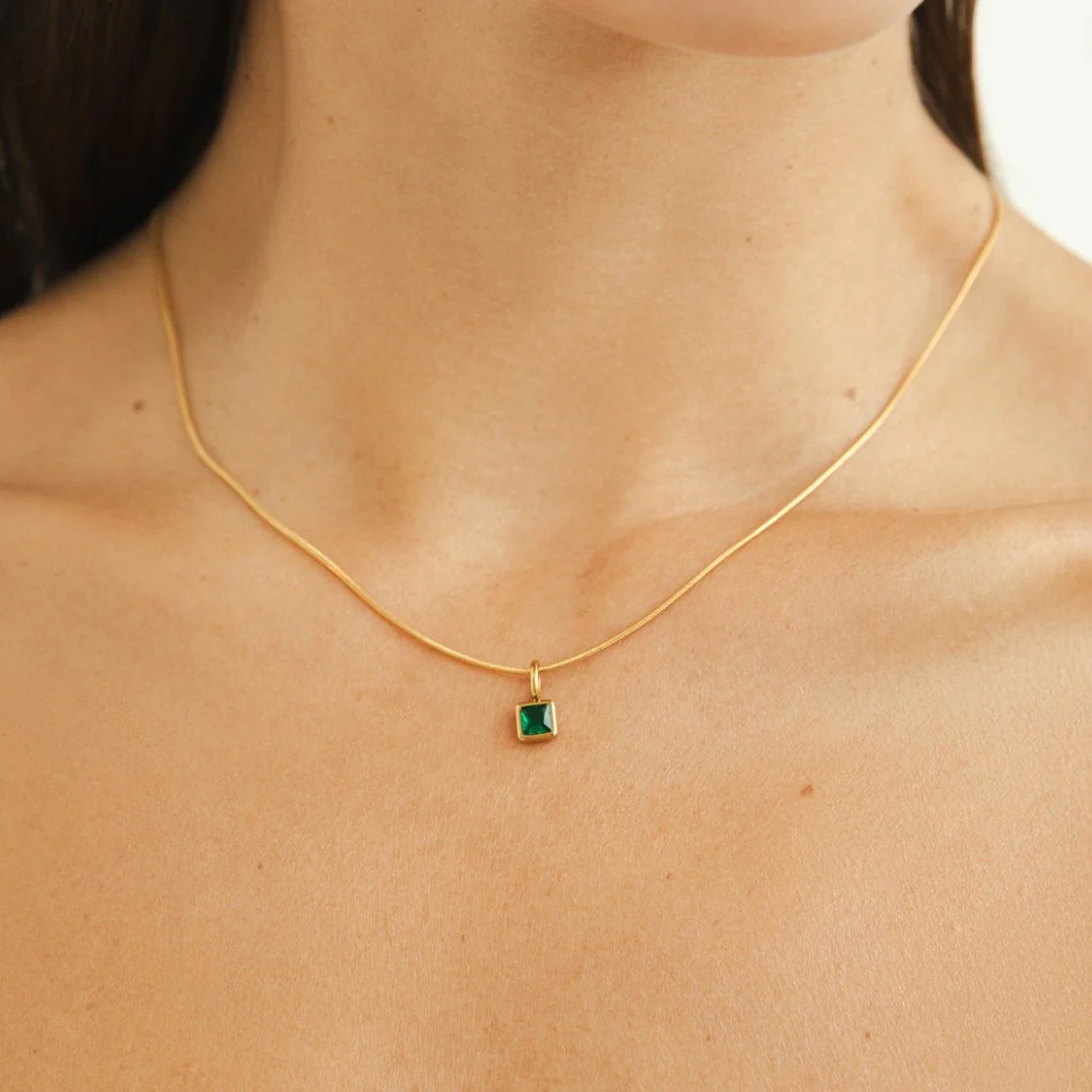 Square Pendant Birthstone Necklace - Image 2