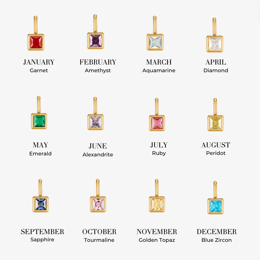 Square Pendant Birthstone Necklace - Image 3