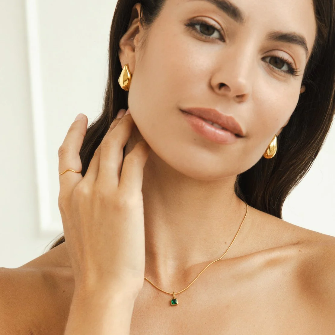 Square Pendant Birthstone Necklace - Image 4