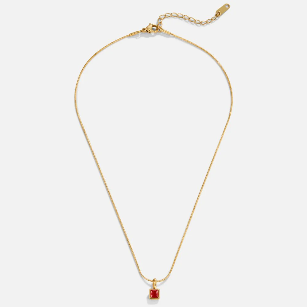 Square Pendant Birthstone Necklace - Image 5