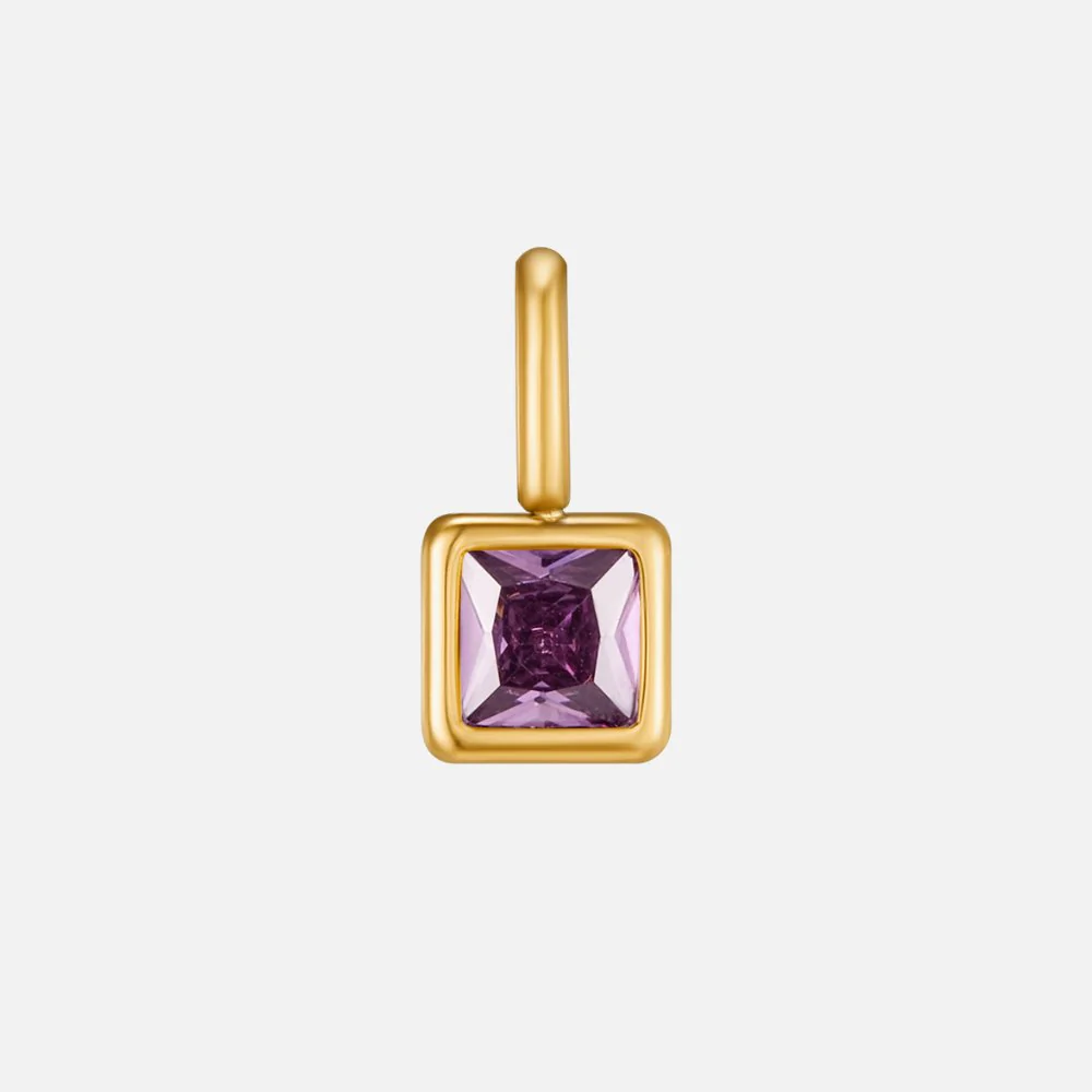 Square Pendant Birthstone Necklace - Image 8