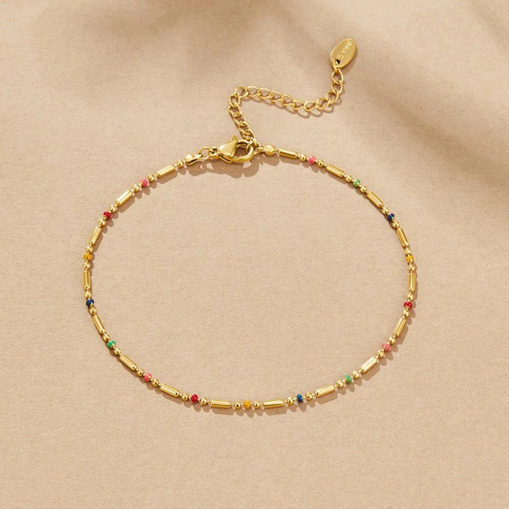 Rainbow Bead Anklet - Image 2
