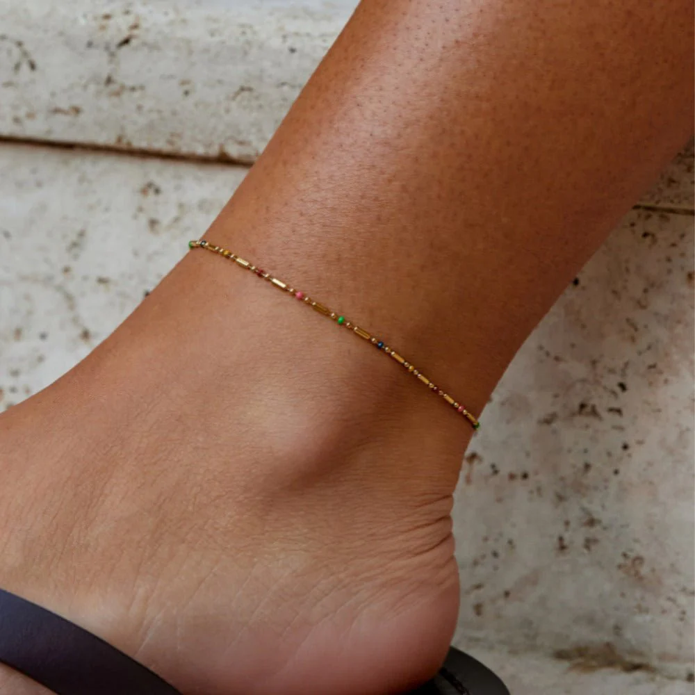 Rainbow Bead Anklet - Image 3