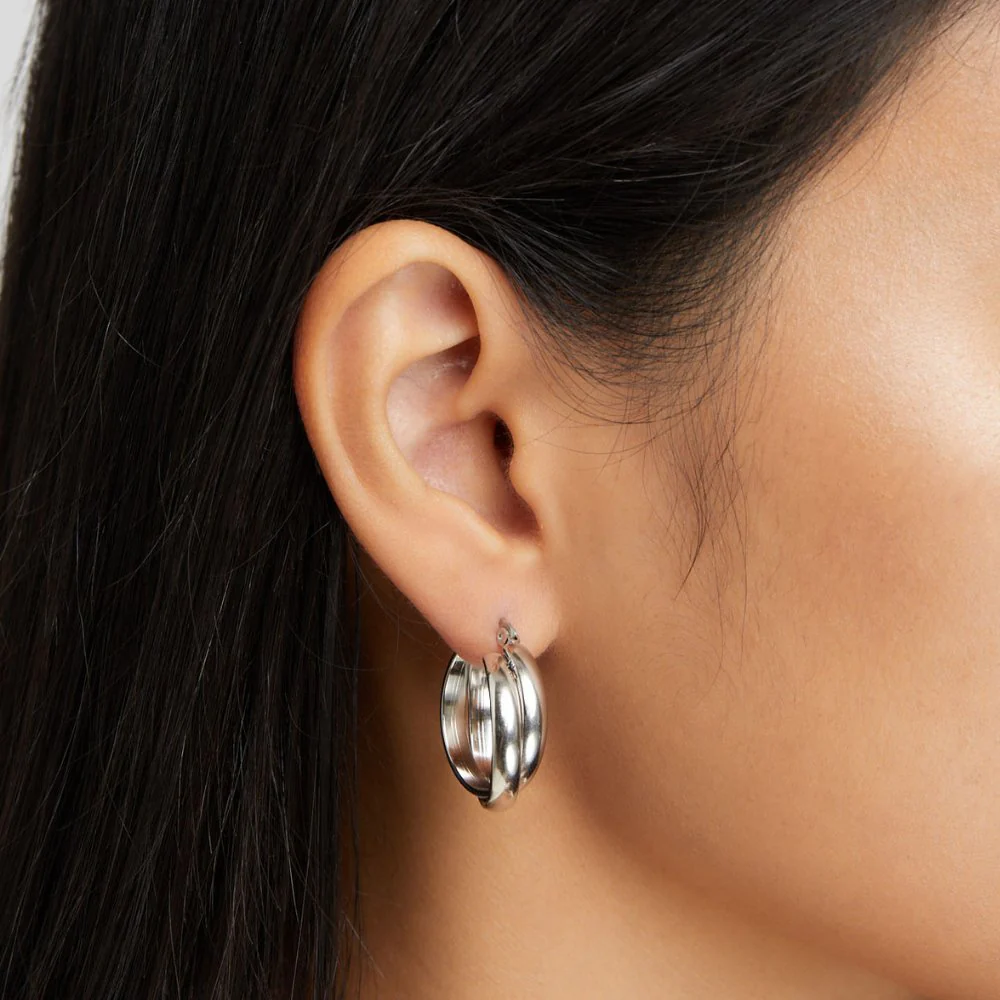 Talia Silver Hoop Earrings - Image 2